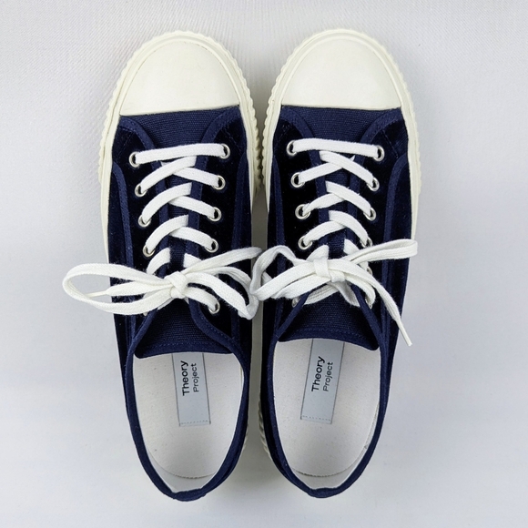 Theory Project Low Top Velvet Platform Sneaker Midnight Blue US 9 EU39 NWOT - Picture 10 of 15
